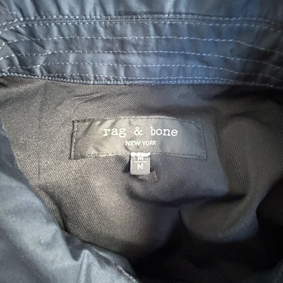 Rag & Bone Men's Cade Utility Jacket Medium Navy Stretch Button Front Pockets - Picture 3 of 8